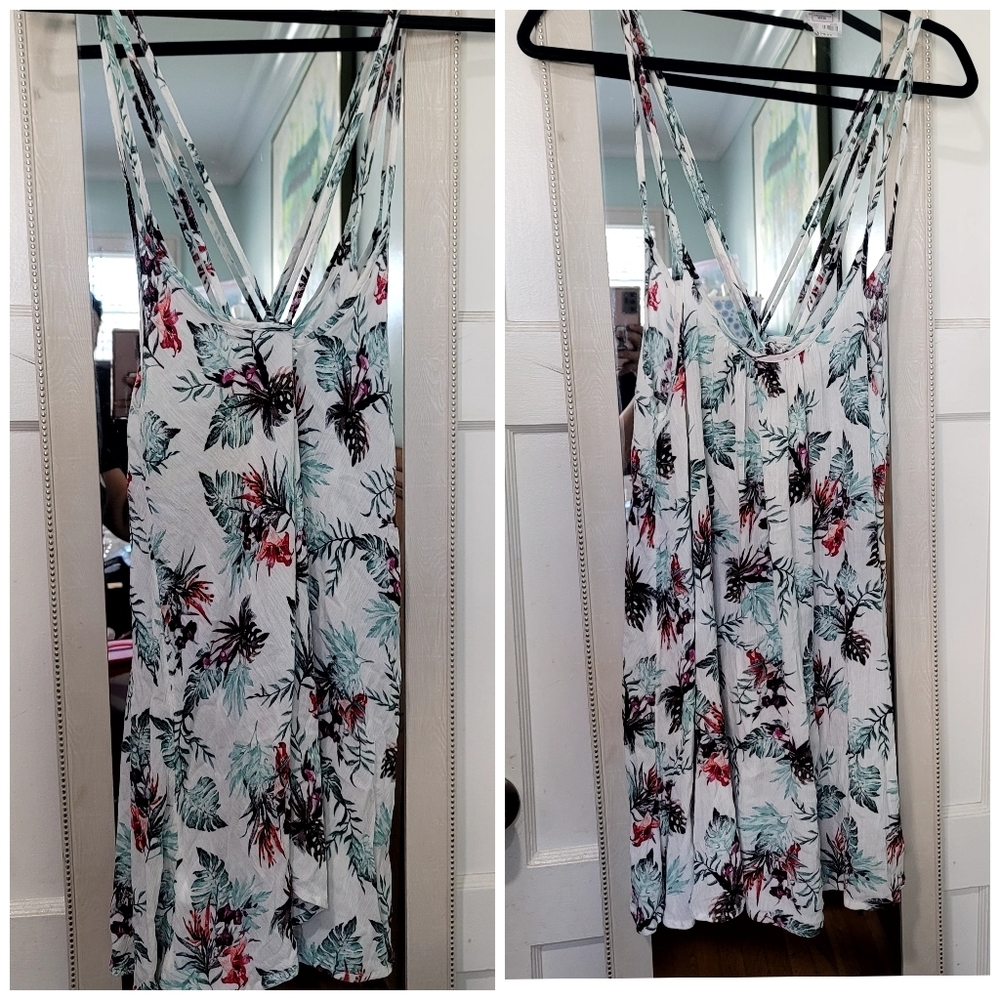 NEW Roxy Wind Fly Away Strappy Dress Tropical Print size XS oversized flowy - Picture 4 of 10
